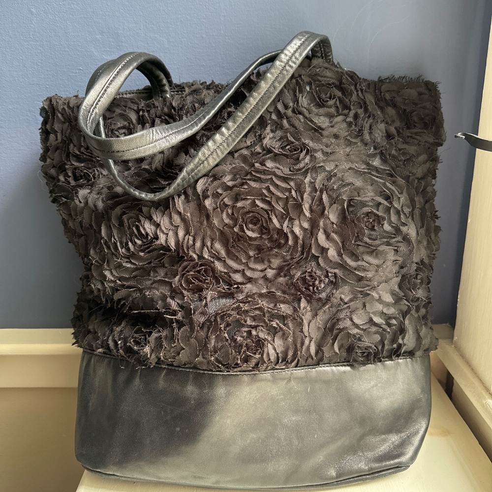 DKNY soft leather rosette large tote